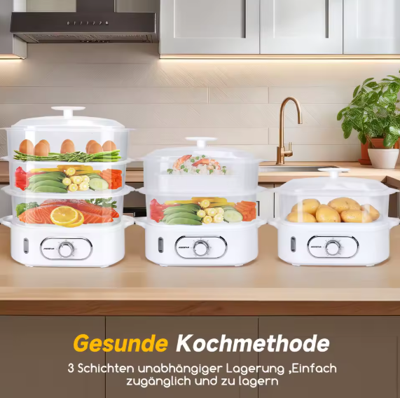 Elektrischer Dampfgarer 12L Aigostar BPA Frei 900 W 3 Etagen