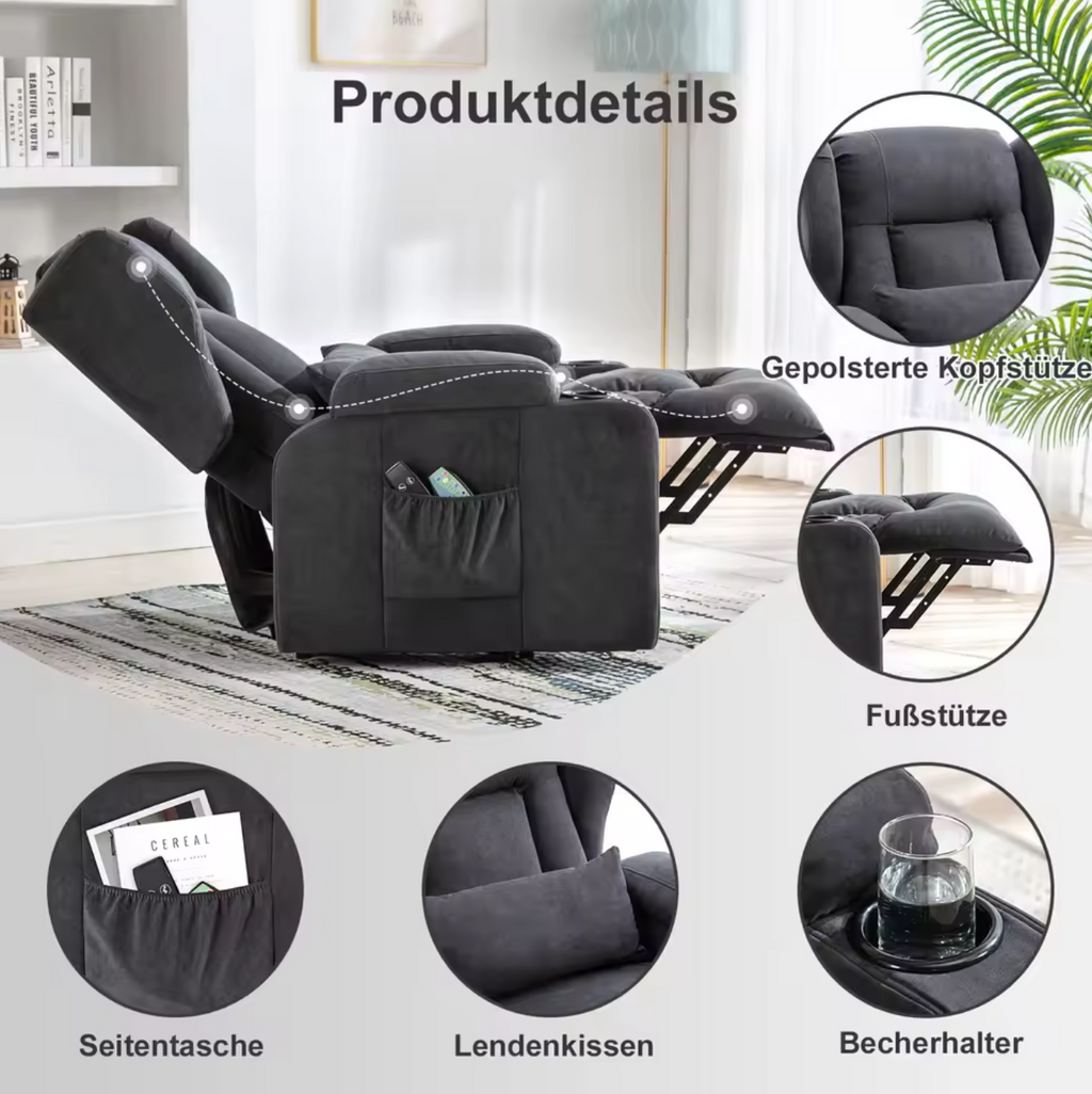 Fernsehsessel Relaxsessel Wohnzimmersessel Masssagesessel mit Stoffoberfläche