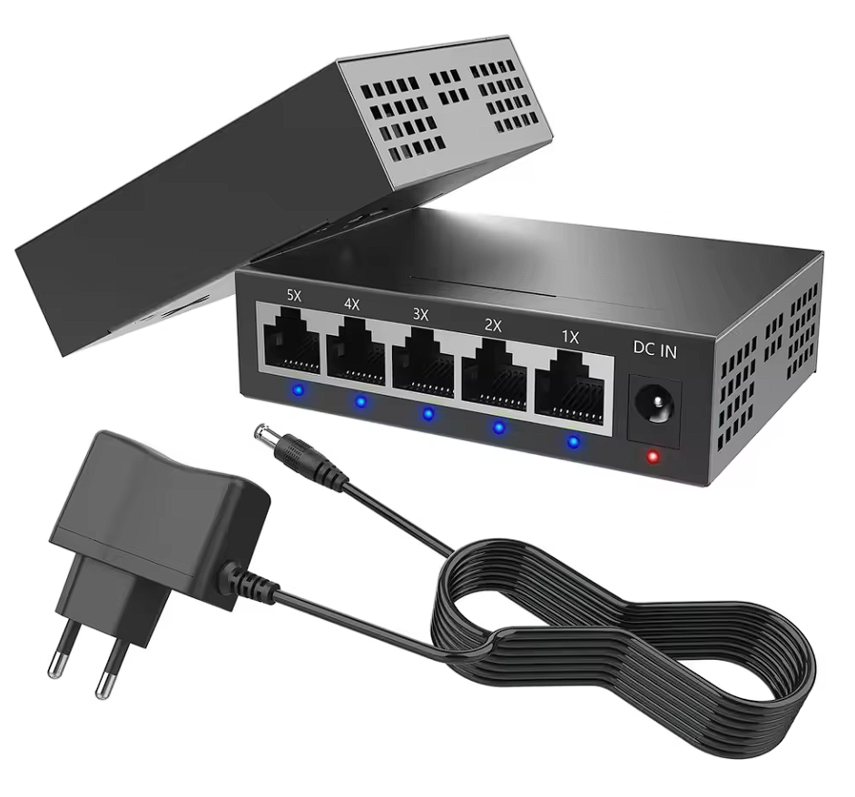 5 Port Gigabit Ethernet Switch 1000 Mbit/s Unmanaged Plug and Play