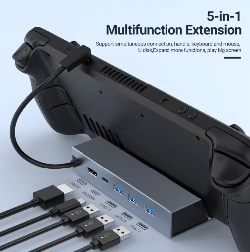 5 in 1 USB-C Dockingstation für Steam Deck Nintendo Switch ROG Ally