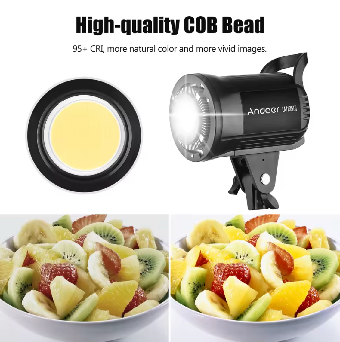Andoer LM135Bi Fotografie Füllicht LED Stuidolicht Tragbar 135W 2800-5600K