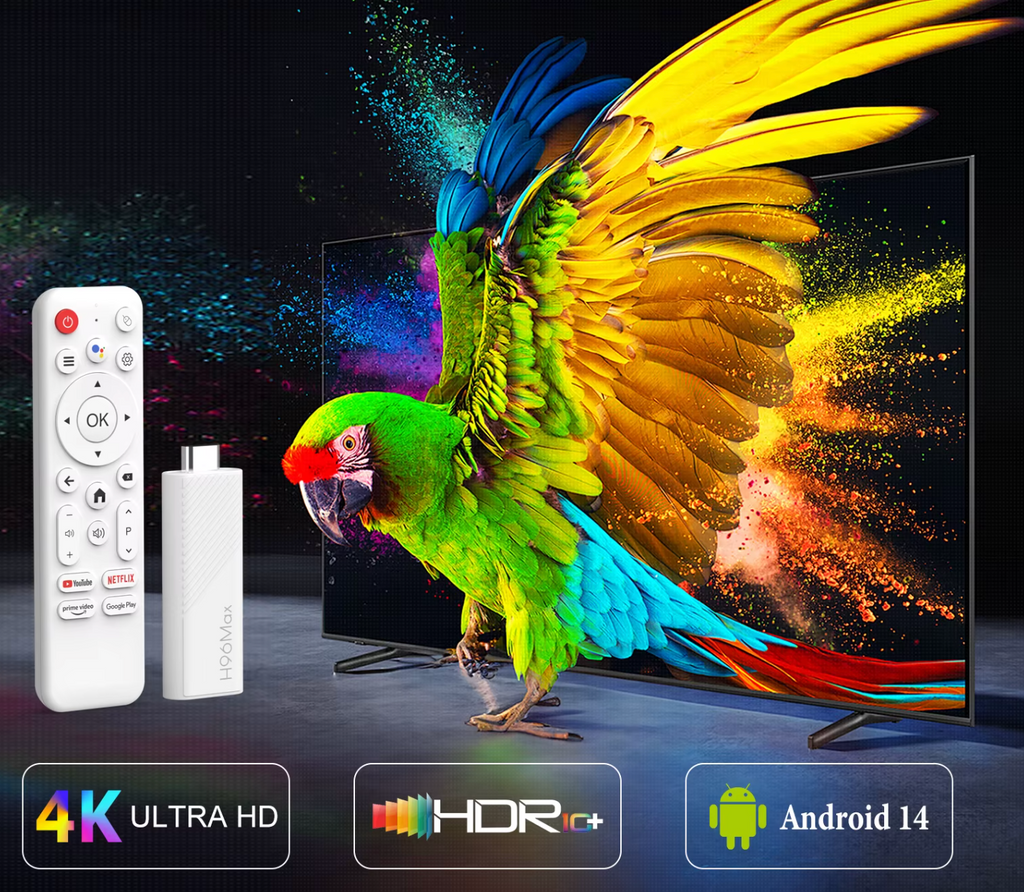 H96 Max 4K Ultra HD Smart TV Stick Mediaplayer 16 GB Android 14  BT5.4 Wifi 6