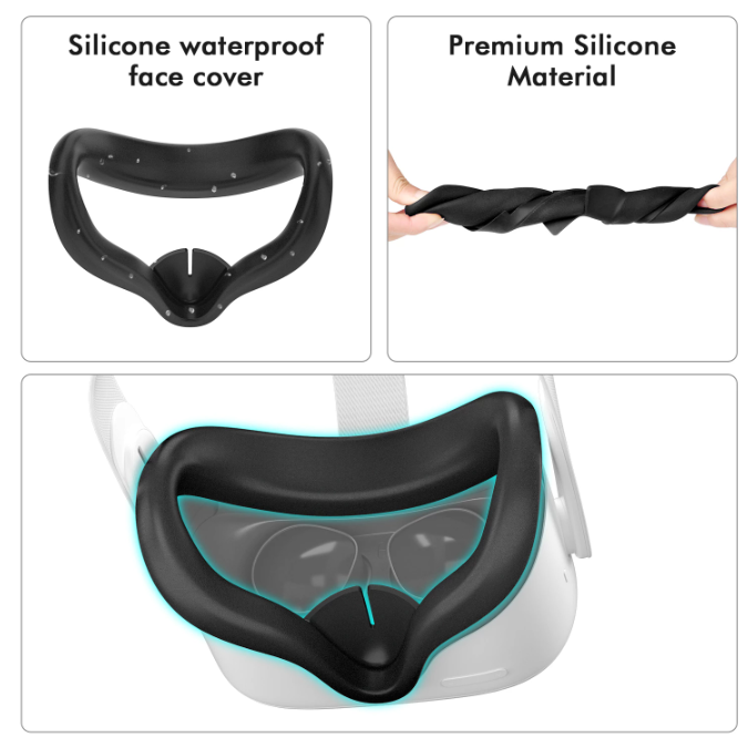 Silikon Hülle Case Cover für Quest 2 VR Gaming Touch Controller und Headset SDE