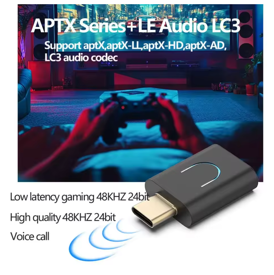 USB Typ-C Bluetooth 5.4 Adapter Sender Empfänger 2in1 Audio Adapter Auracast