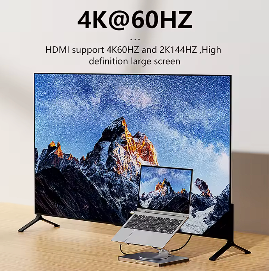 Aluminium 10-in-1 Laptopständer HUB mit SD/TF, USB, HDMI, PD100W 360° Drehbar