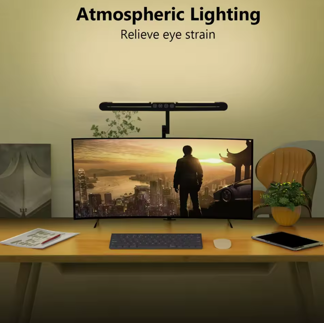 LED Schreibtischlampe Monitorlampe Licht Klemmbar 24W Büroleuchte Lampe