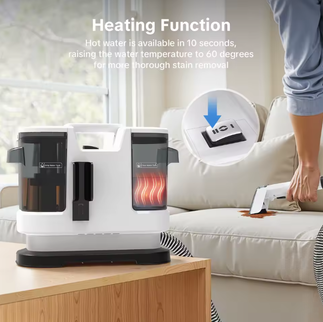 Tragbarer Teppich Reiniger 800W Nassreiniger 60°C Heizfunktion Fleckenreiniger