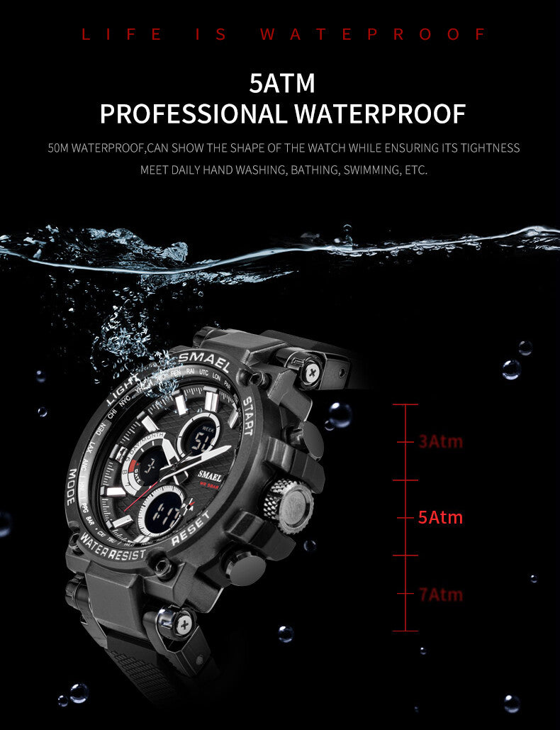 SMAEL 1803 Herrenuhr Farben Uhr Digital LCD Armbanduhr Wasserdicht Outdoor Sport