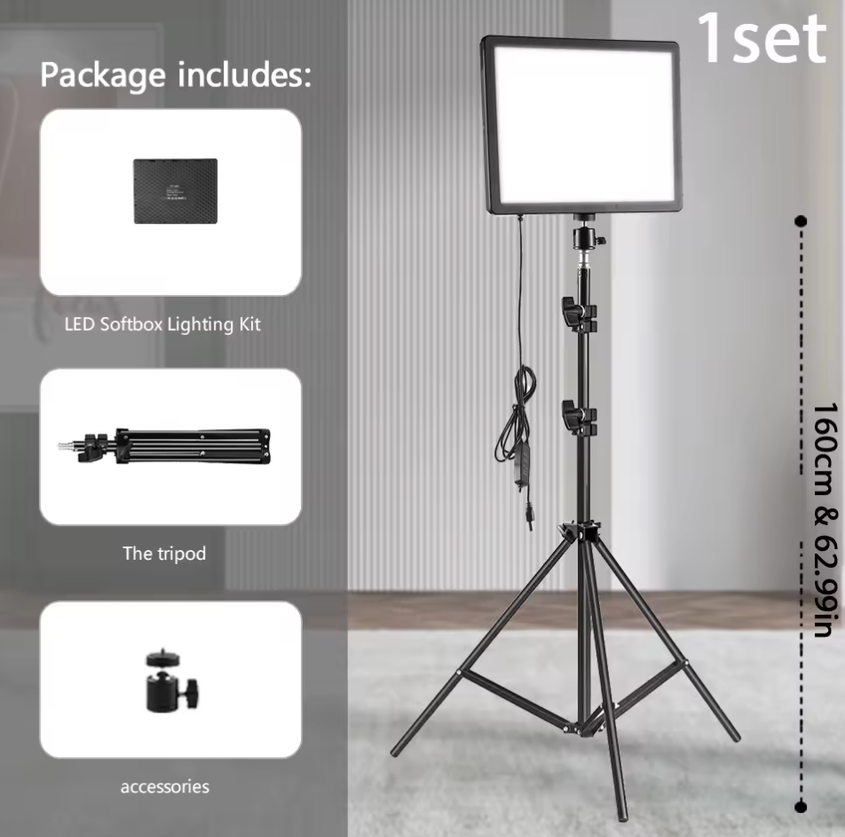 LED Studiolicht mit Stativ Softbox Selfie Lampe Dimmbar Temperatur Einstellbar