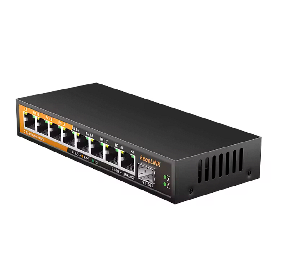 8-Port 2.5Gbit/s Netzwerk Switch mit 1x 10Gbit/s SFP+ Unmanaged Plug and Play