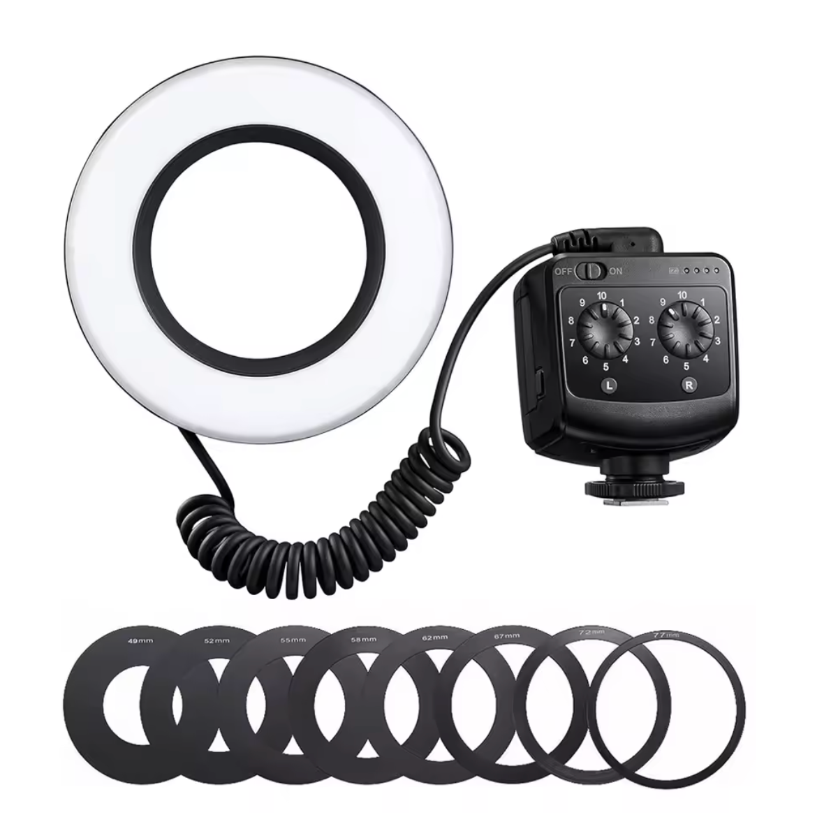 Godox Ring72 Makro-LED-Ringlicht mit 8 Objektivadapterringen für Canon Nikon