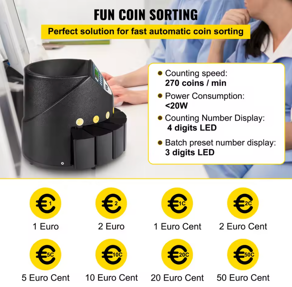 Geldzählmaschine Münzzählmaschine Münzsortierer Geldzähler Euro