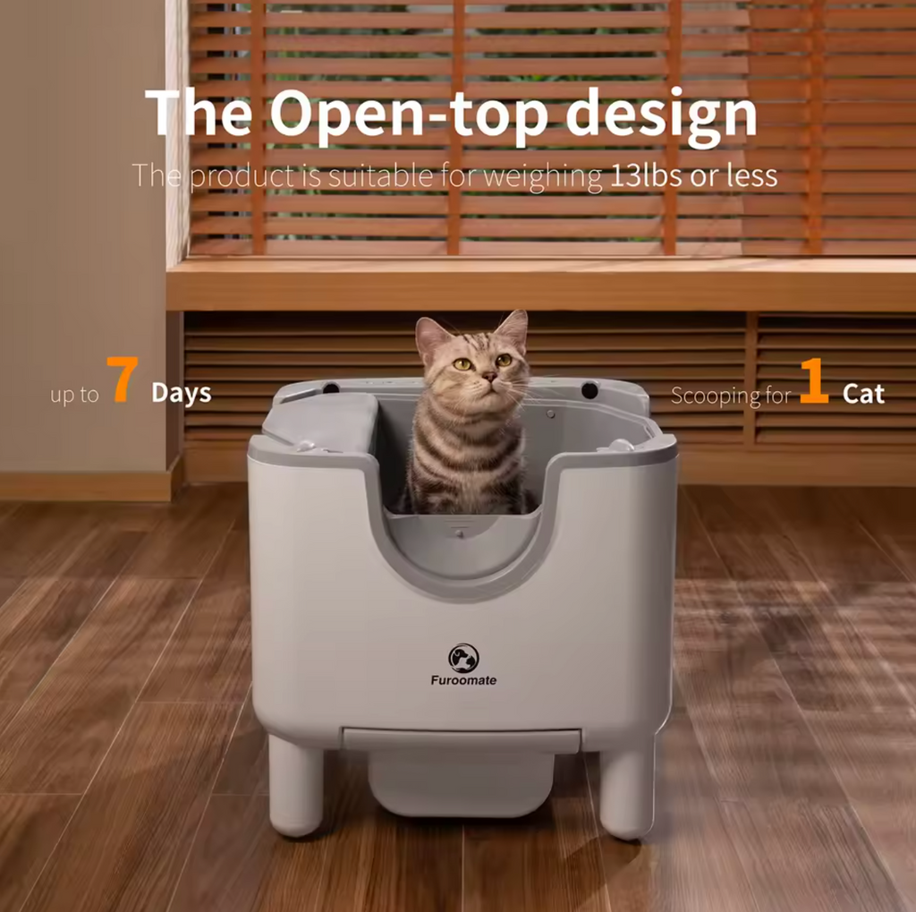 Furoomate Automatische Katzentoilette Katzenklo Selbstreinigung Offen 7L 7 Tage