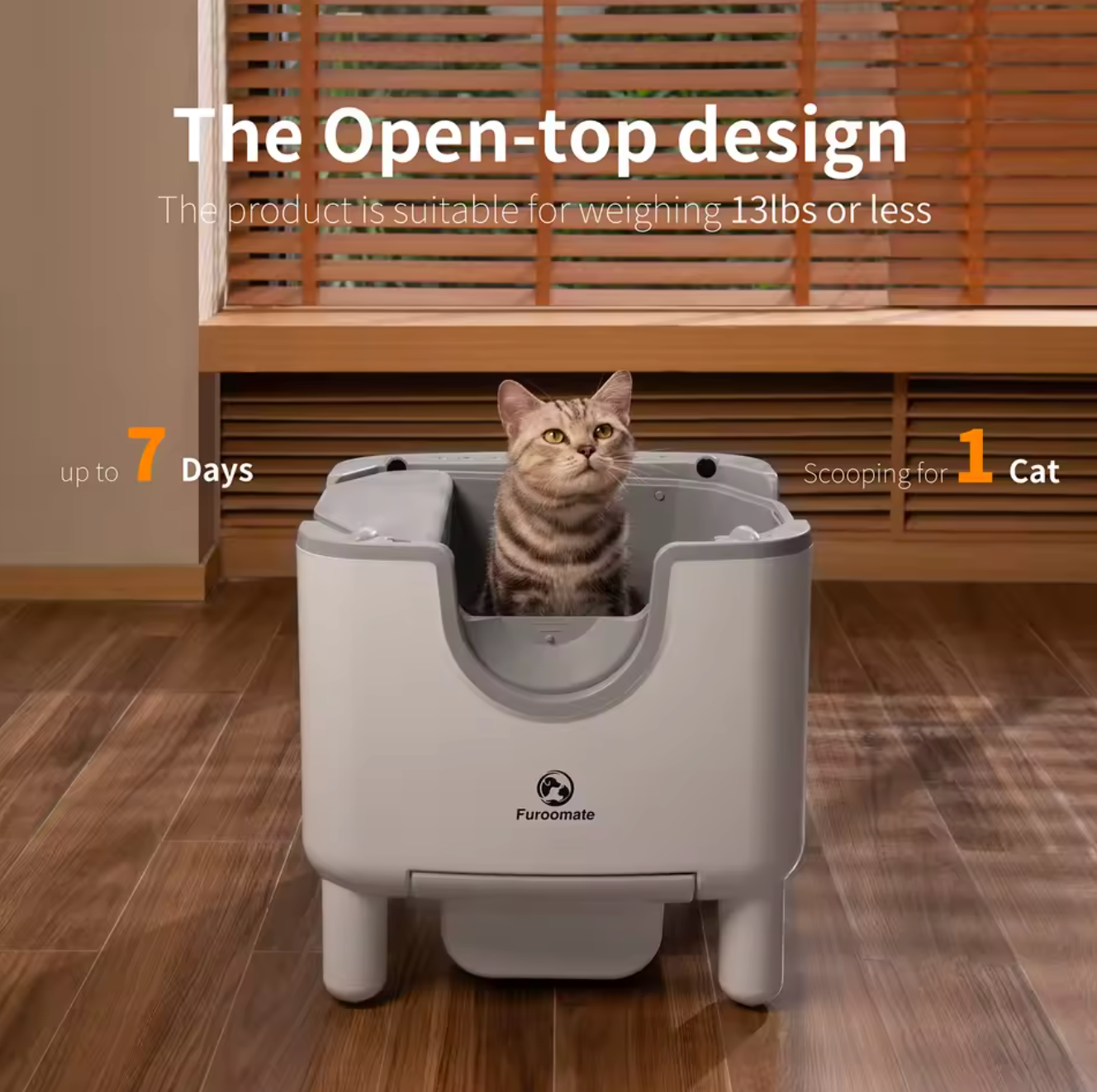 Furoomate Automatische Katzentoilette Katzenklo Selbstreinigung Offen 7L 7 Tage
