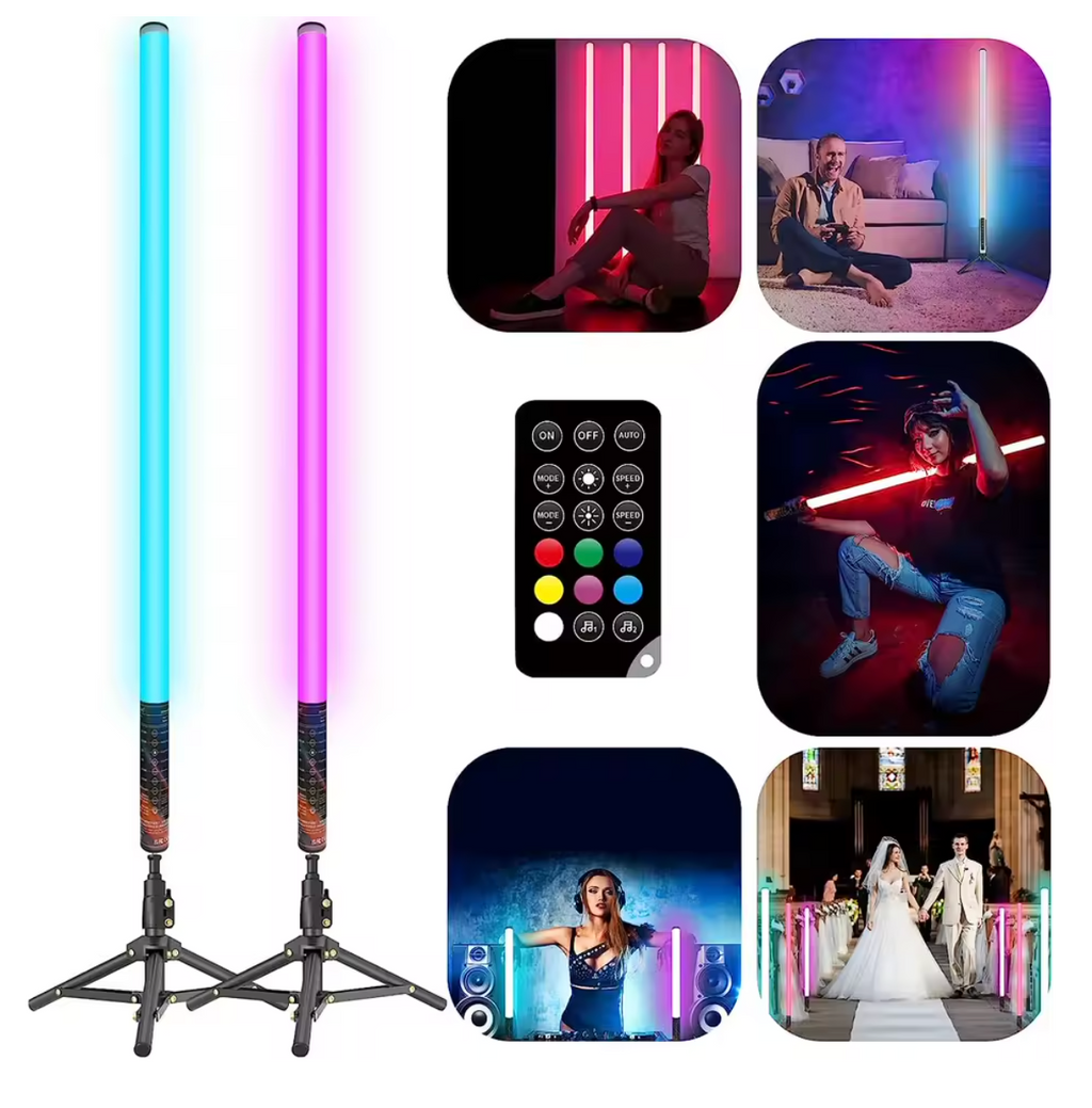 85cm RGB LED Stablicht Set Studiolicht mit Akku Lichtstab Stimmungslicht
