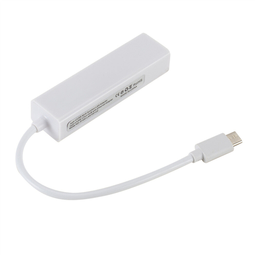 USB C auf 3 x USB A und RJ45 Ethernet Lan Adapter Hub USB-C Netzwerk Kabel Mac