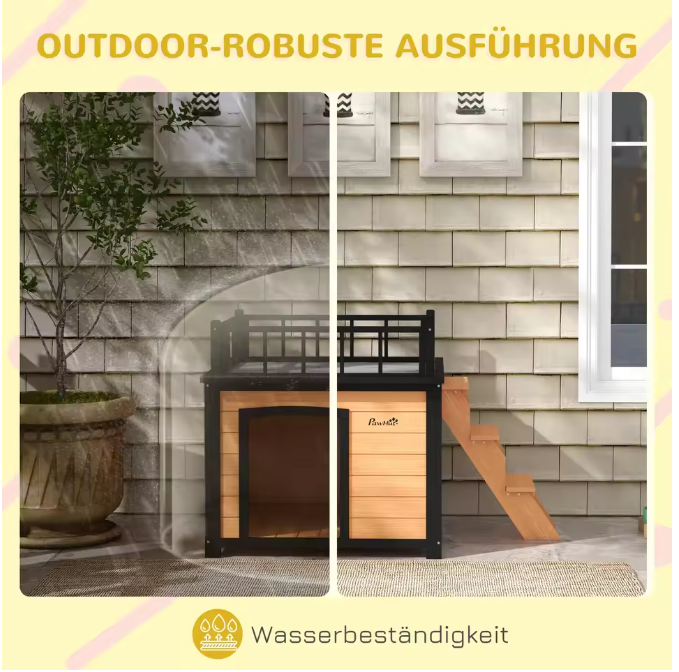 Hundehütte Wasserfest Holzhütte aus Massivholz Hunde Haus Outdoor Wetterfest