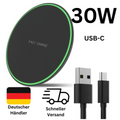 30W Kabelloses Ladegerät Schnelllader Ladeschale für Samsung Apple iPhone Xiaomi