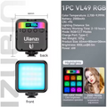 Ulanzi VL49 Mini RGB LED Videoleuchte 2700K-9000K Fotografie Studioleuchte