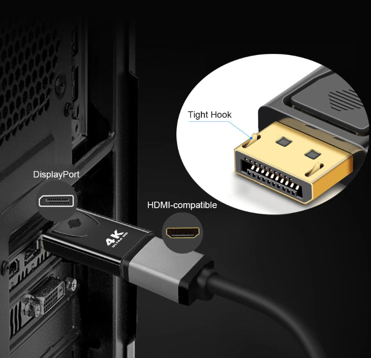 DP auf HDMI Adapter Displayport Konverter Stecker 1080p FullHD AudioVideo UHD 4K