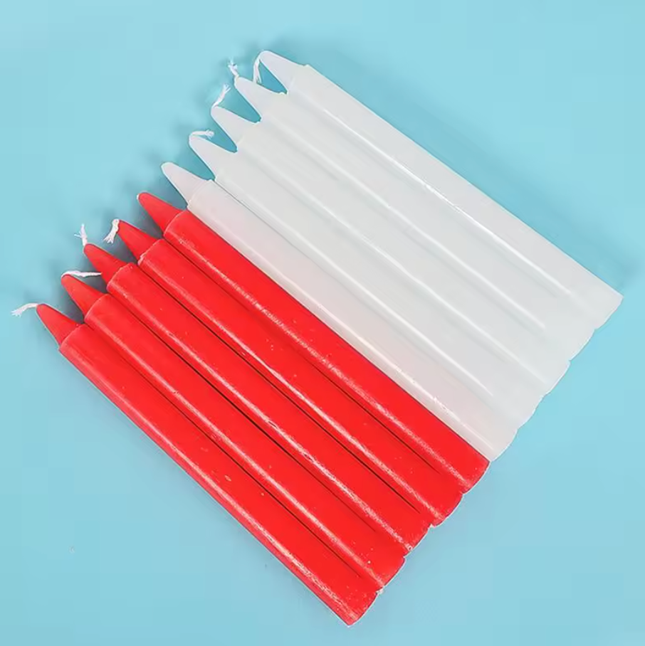 Stabkerze 160 x 12 mm durchgefärbte Kerzen Paraffin Dekoration Rot Weiß