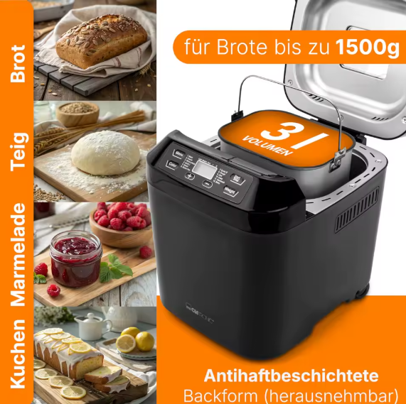 Brotbackautomat Clatronic Brot backen 550 W 12 Programme