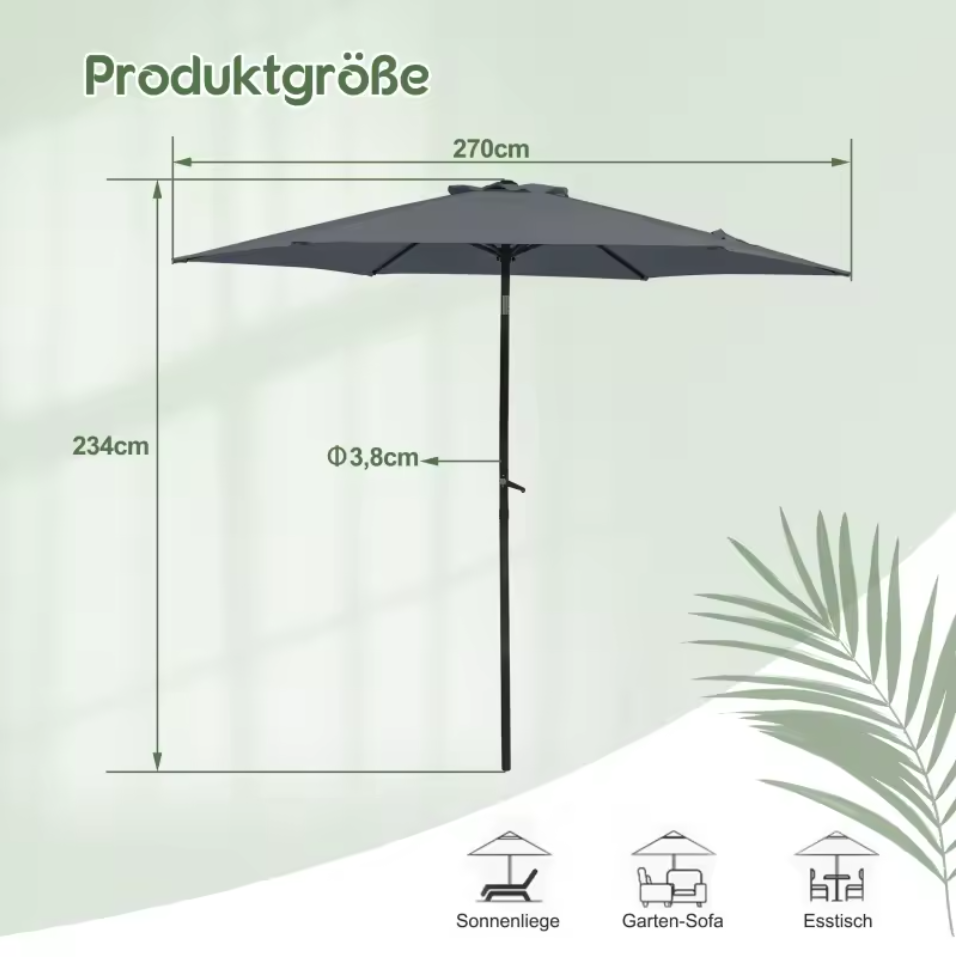 Gartenschirm Sonnenschirm Strandschirm Marktschrim verstellbar mit Kurbel