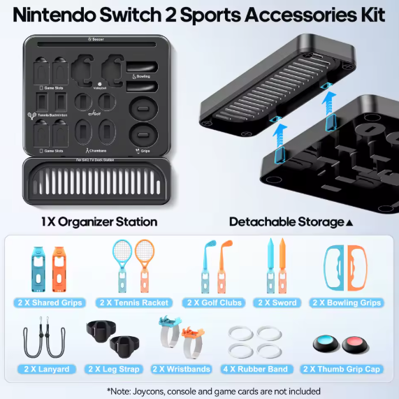 Sportzubehör Bundle für Switch 2 Joy Con Sports Pack Zubehör Kit Aufbewahrung