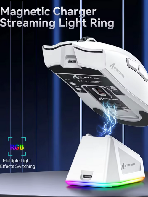 Attack Shark X11 Tri-Mode Gaming Maus mit magnetischer Ladestation Kabellos