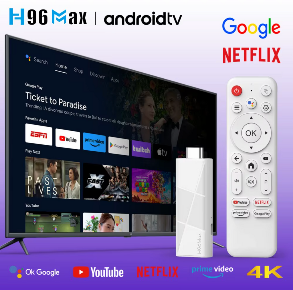 H96 Max 4K Ultra HD Smart TV Stick Mediaplayer 16 GB Android 14  BT5.4 Wifi 6