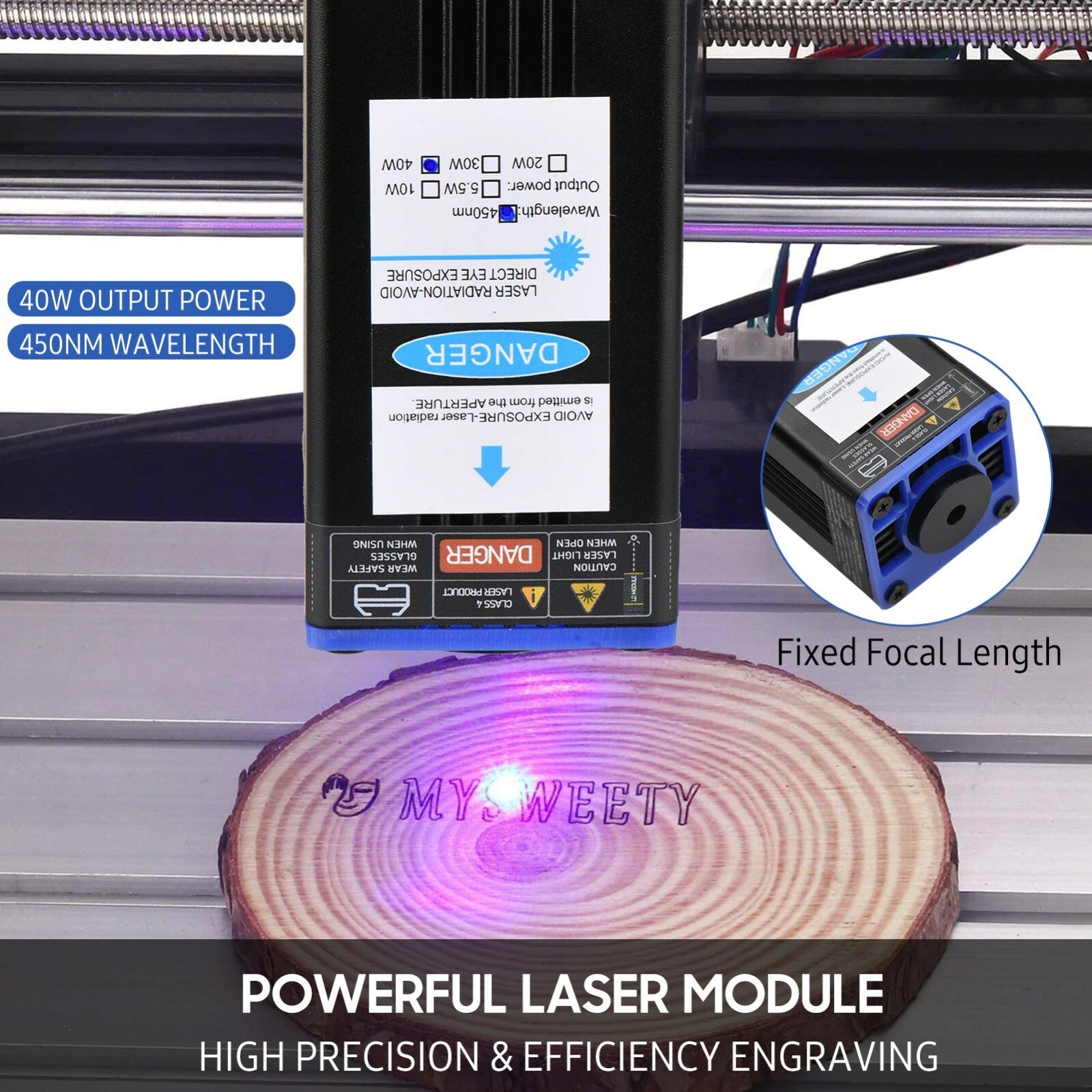 450nm 5,5W 10W 20W 30W 40W Laser Modul CNC Gravieren Schneiden Gravur Brennweite