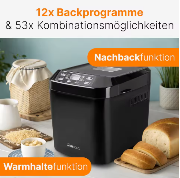 Brotbackautomat Clatronic Brot backen 550 W 12 Programme