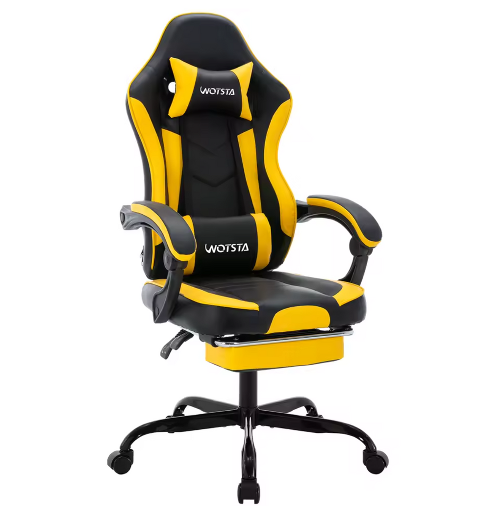 Gamingstuhl Bürostuhl Schreibtischstuhl mit Lendenkissen Lederimitat Ergonomisch