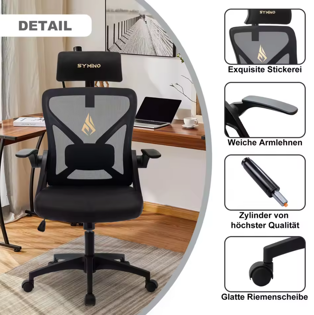 Bürostuhl Schreibtischstuhl Gamingstuhl mit Lendenkissen Lederimitat Ergonomisch