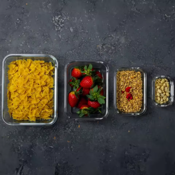 Frischhaltedosen 4-er Set Glas Brotdose Lunchbox mikrowellengeeignet