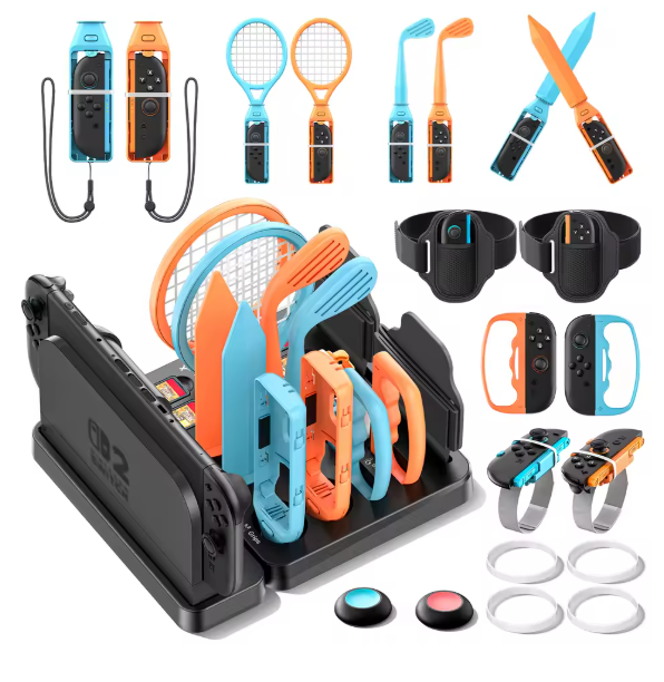 Sportzubehör Bundle für Switch 2 Joy Con Sports Pack Zubehör Kit Aufbewahrung