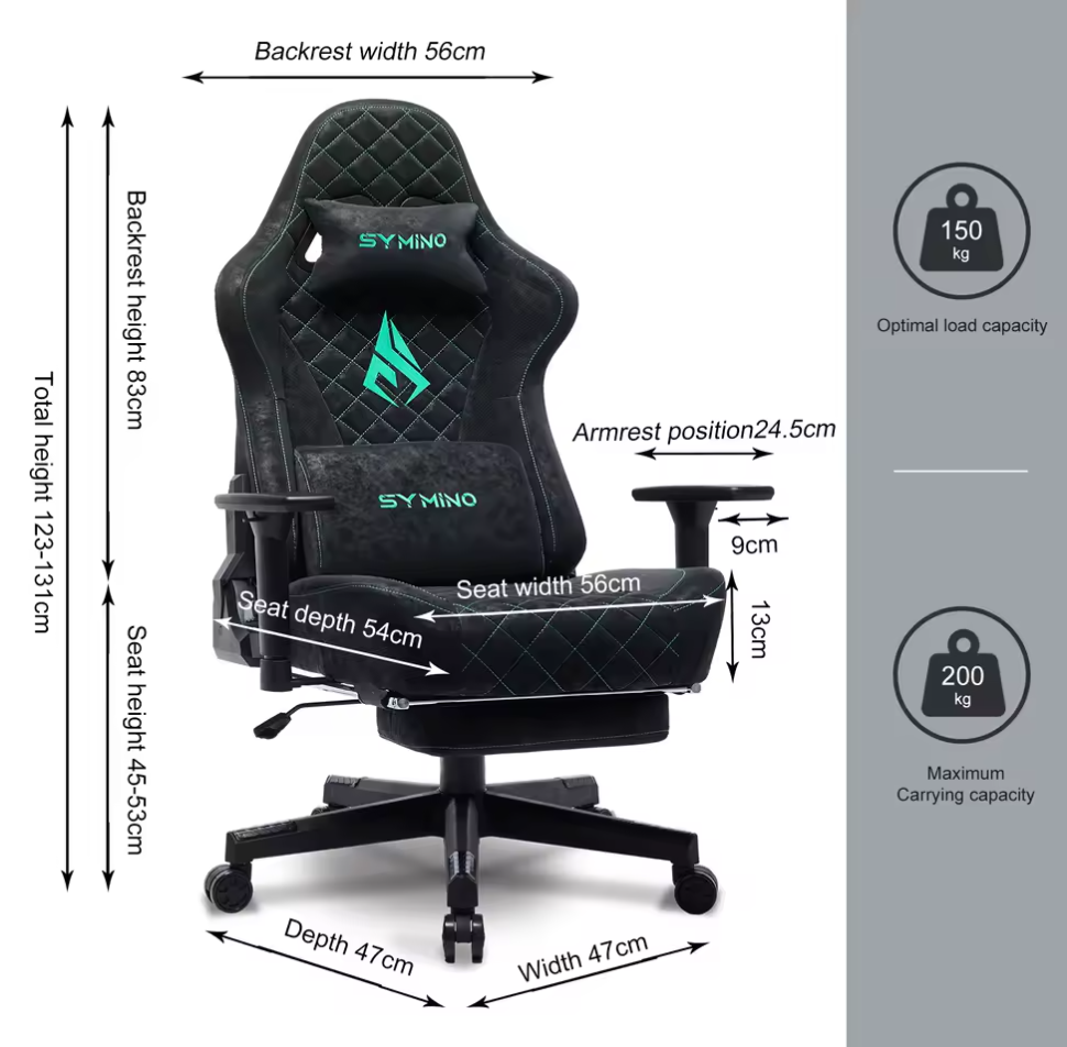 Gamingstuhl mit Fußstütze Bürostuhl Schreibtischstuhl PU Leder Ergonomisch