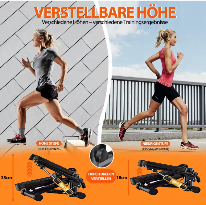 Mini Stepper Fitness Heimtrainer für Zuhause Trainingsbänder bis 136 kg