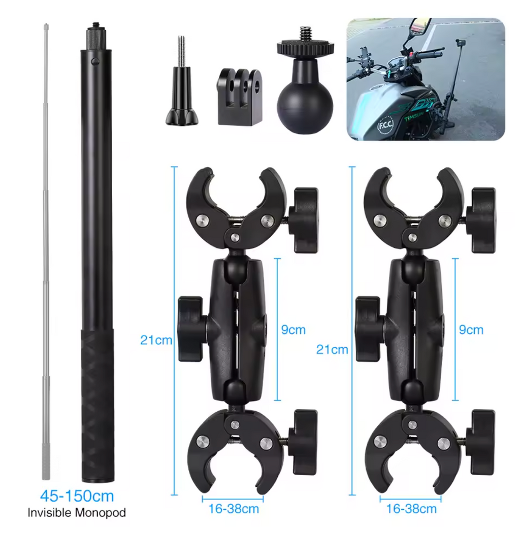 Motorrad Selfie Stick Halterung Selfiestick Halter für Insta360 DJI Osmo Action