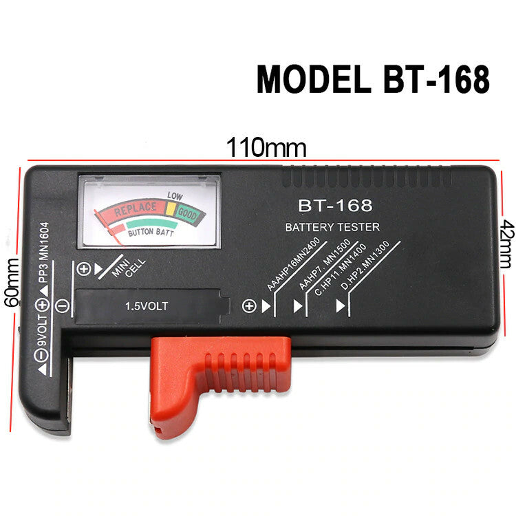 Batterietester BT-168 Akku Tester 9V/1.5V/AA/AAA/C/D Knopfzellen Universal Prüfe