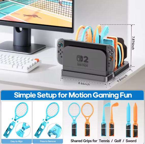 Sportzubehör Bundle für Switch 2 Joy Con Sports Pack Zubehör Kit Aufbewahrung
