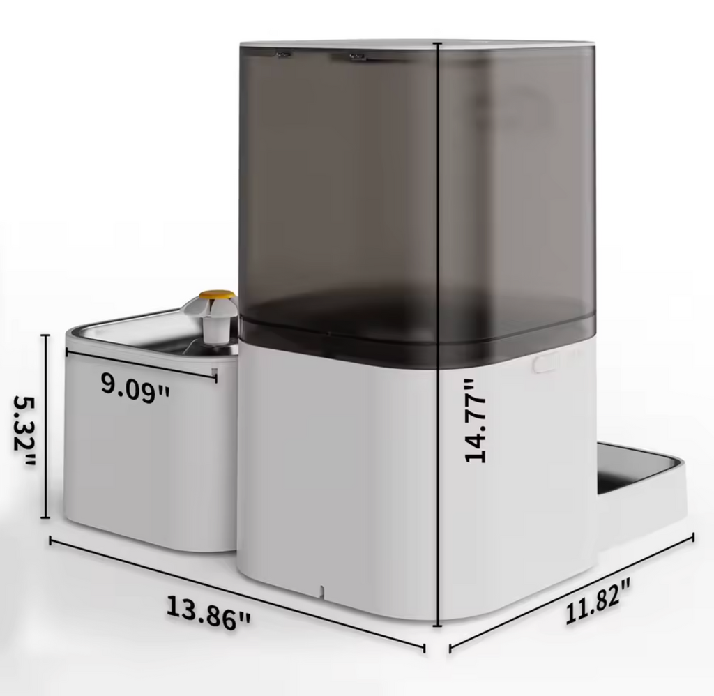 DOEL 2-in-1 Smart Katzenfutterautomat 6L + 2,5L Wasserbrunnen App WiFi Steuerung