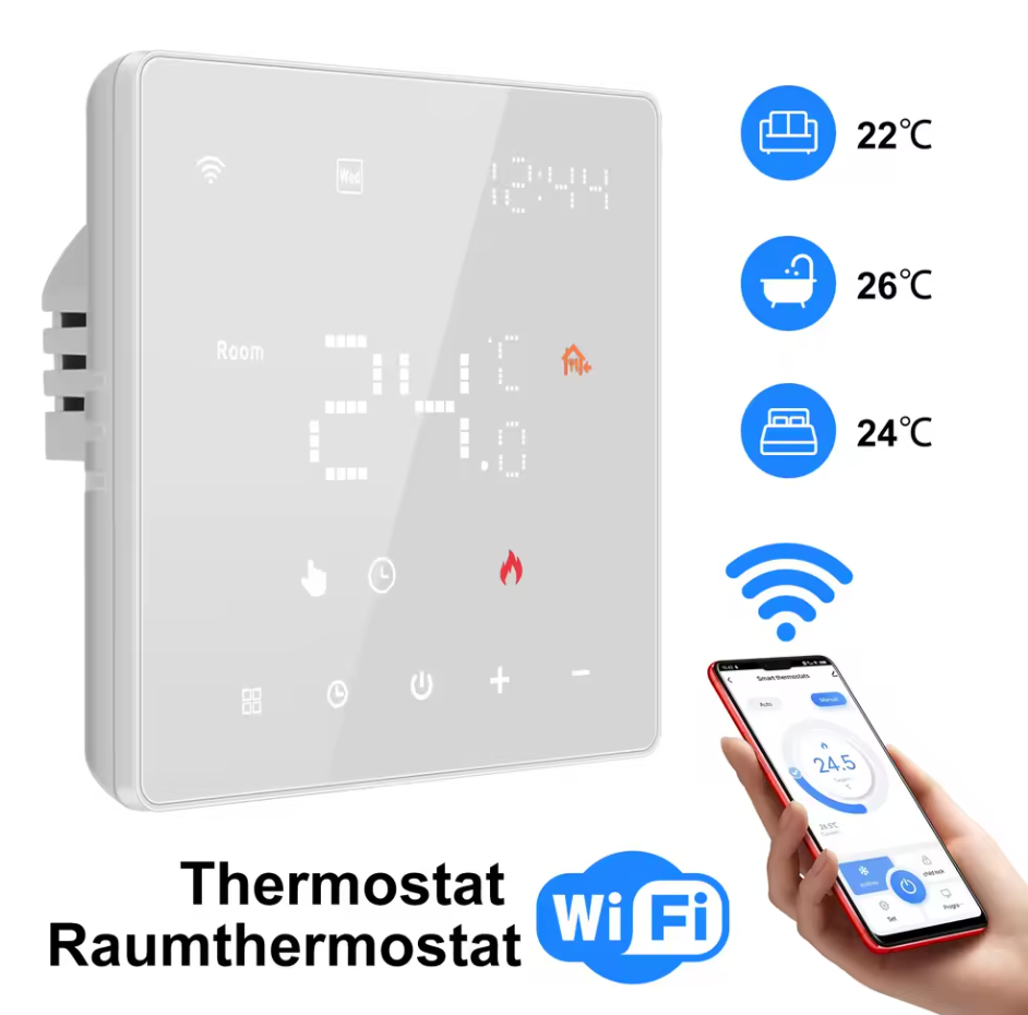 Wandthermostat Fußbodenheizung smart Wifi digital Raumtemperatur Raumthermostat