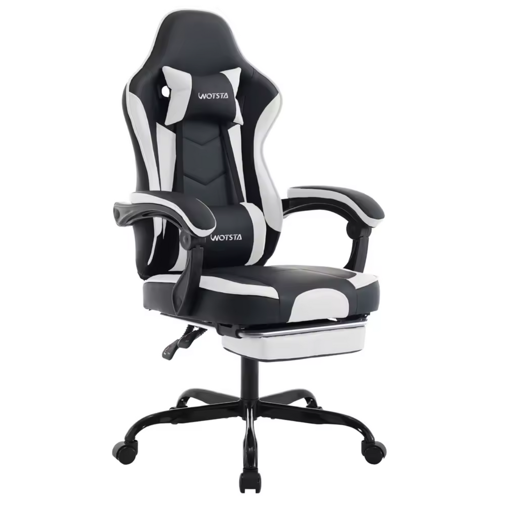 Gamingstuhl Bürostuhl Schreibtischstuhl mit Lendenkissen Lederimitat Ergonomisch
