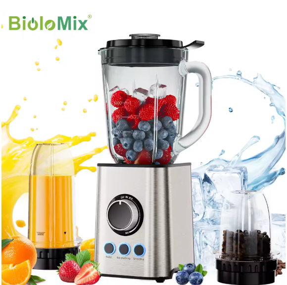 Smoothie Maker Biolomix elektrisch 1300 W 3-in-1 Mixer Standmixer