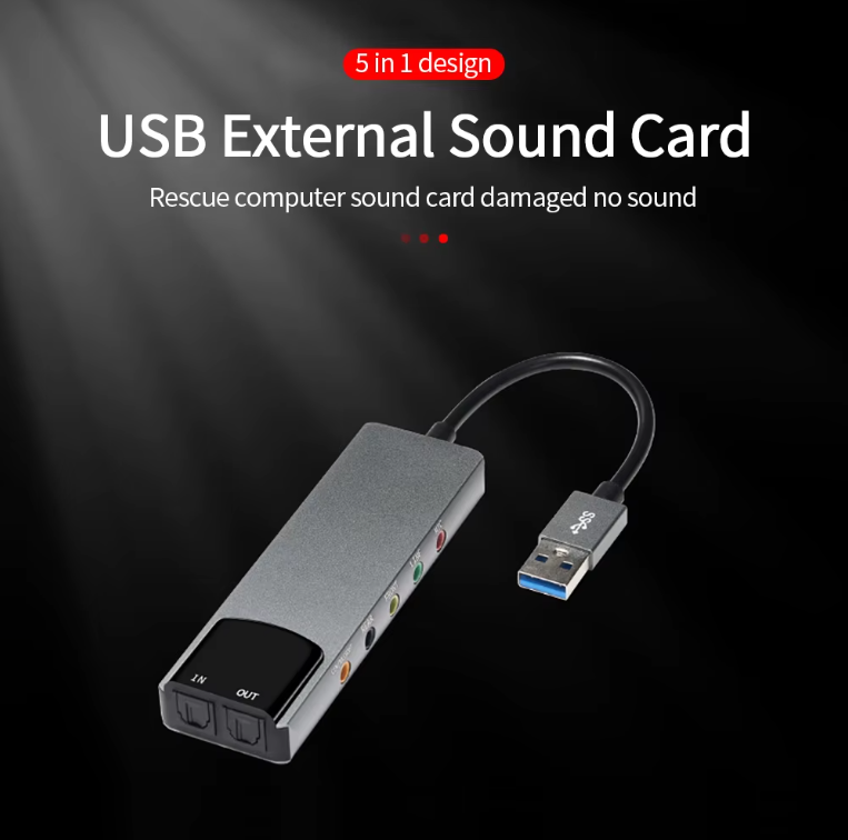 USB Soundkarte extern 6-in-1 | 5.1 / 7.1 Audio Adapter Anschluss