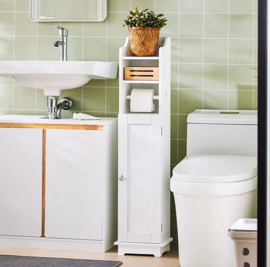 Toilettenpapierhalter WC-Papier Regal Schrank Badezimmerschrank schmal stehend