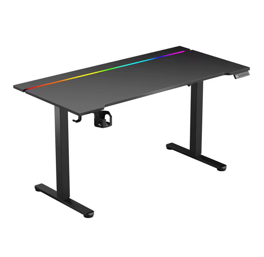 RGB Höhenverstellbarer Schreibtisch mit RGB Beleuchtung und Headset Haken