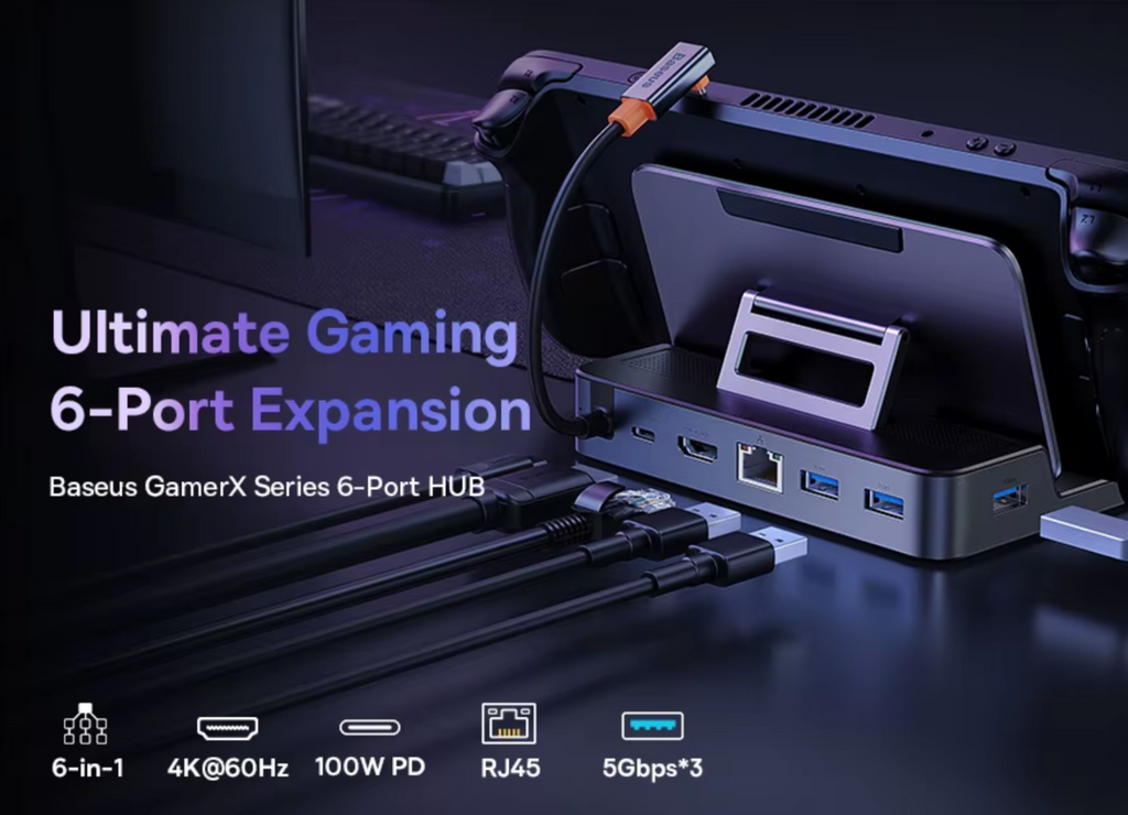 Baseus USB-C Dockingstation 6-in-1 für Steam Deck Nintendo Switch ROG Ally