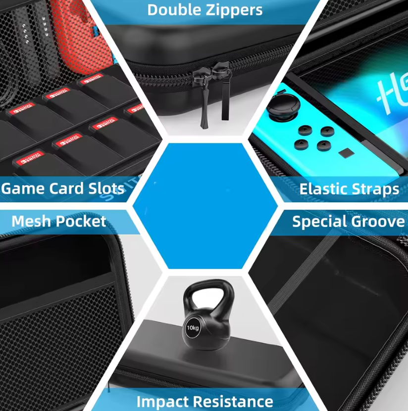 Hülle für Nintendo Switch 2 Tasche Reisetasche mit 8 Spielkartenfächern Schwarz
